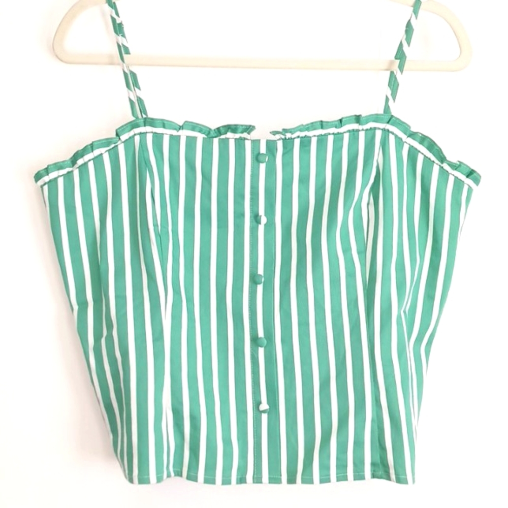 Gianni Bini "Emerald Ivory" Stripe Crop Top in Size XL (NWT)